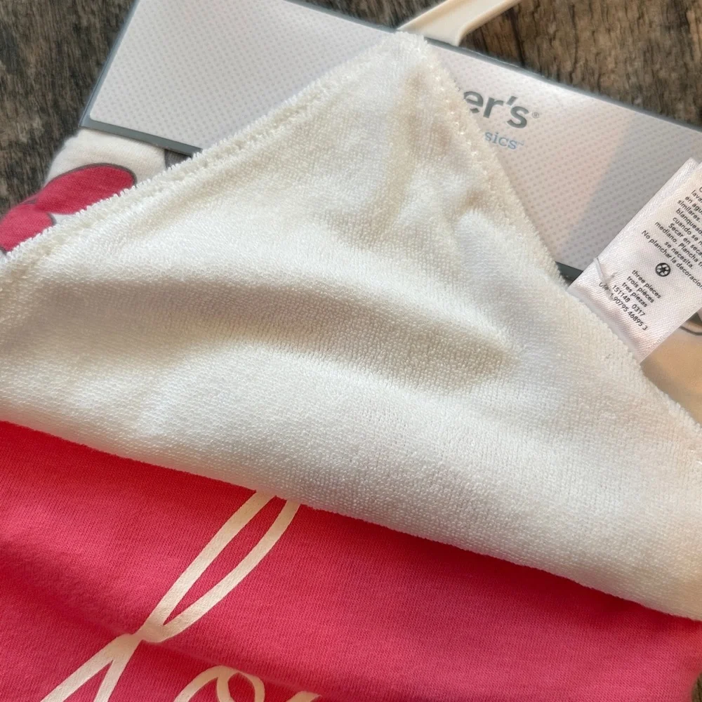 Carter's 3 pack Bibs Terry snap closure new cotton girls pink white new